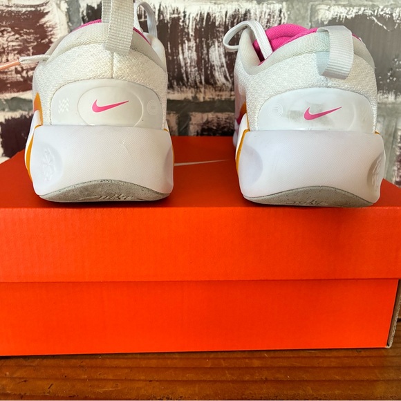 Nike White and Pink Sneakers with Orange Accents - Picture 3 of 6